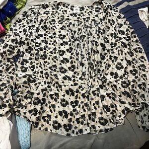 Black and White Casual Skirt with Animal Print